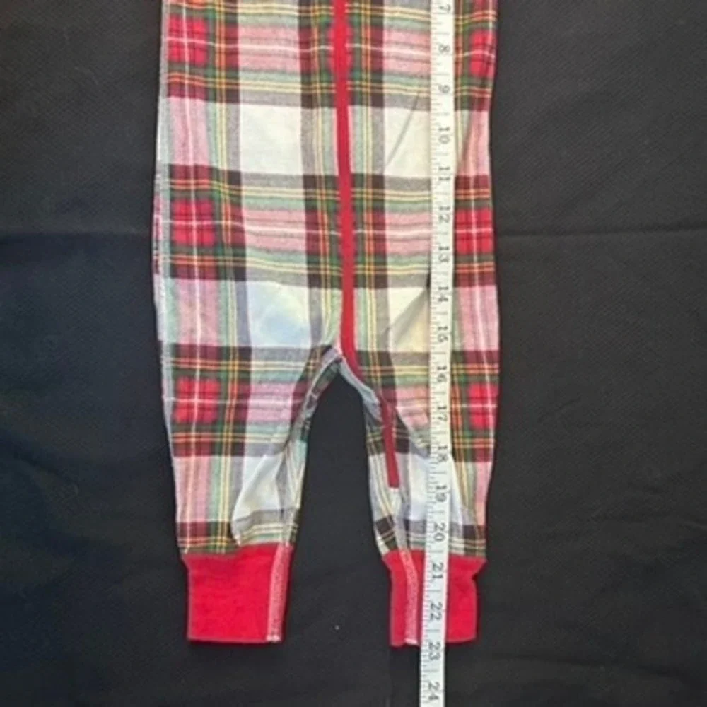 Hanna Andersson Holiday Plaid Full Zip One Piece Christmas Pajamas 70 6-12 month